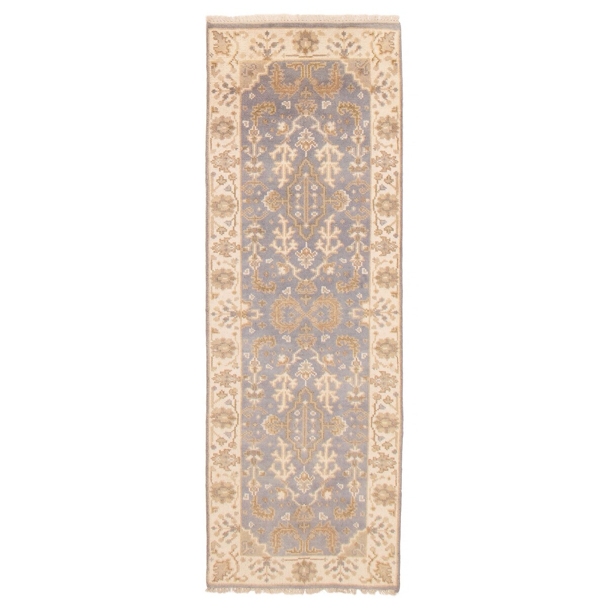 ECARPETGALLERY Hand-knotted Royal Oushak Grey Wool Rug - 2'6 x 7'8