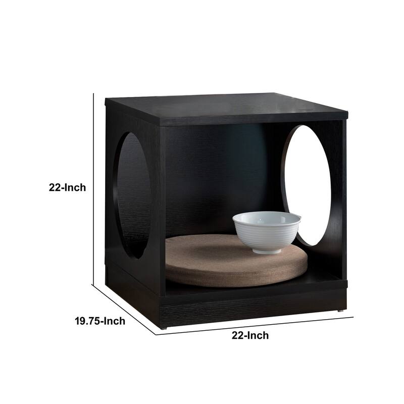 19.75 in. Black Square Wood End Table, Sturdy Build End Side Table for Living Rooms