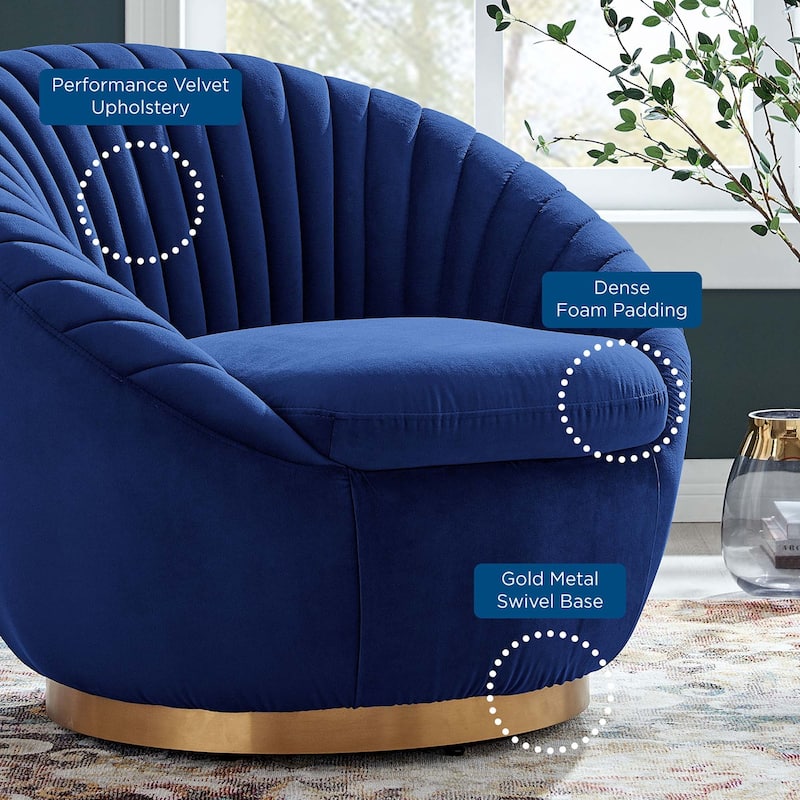 Whirr Tufted Performance Velvet Performance Velvet Swivel Chair