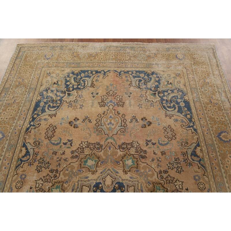 Hand Knotted Oriental 100% Wool Carpet Traditional Floral Oranges & Rust Mashad Area Rug - 9' 5'' X 6' 3''