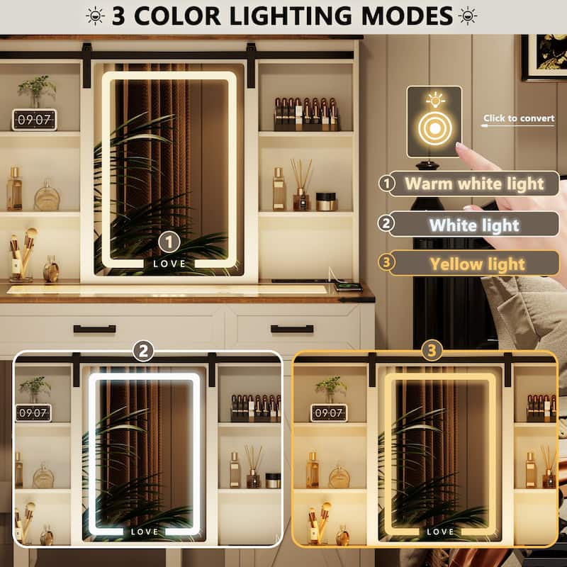 Makeup Vanity With Led Light and Outlets