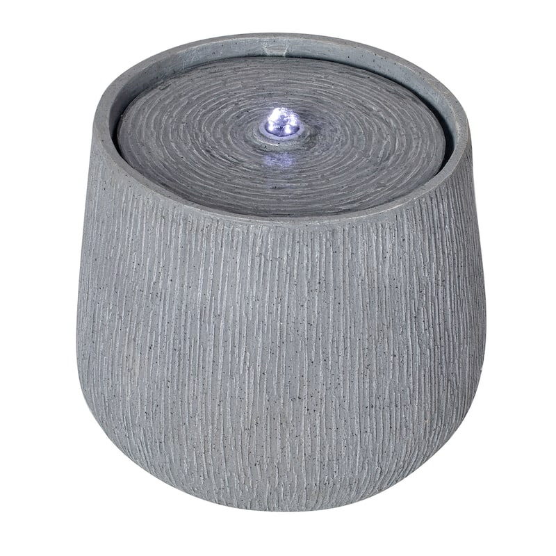Christopher Knight Home - Modern 12.99"H Polyresin Outdoor Bowl Water Fountain with LED Light