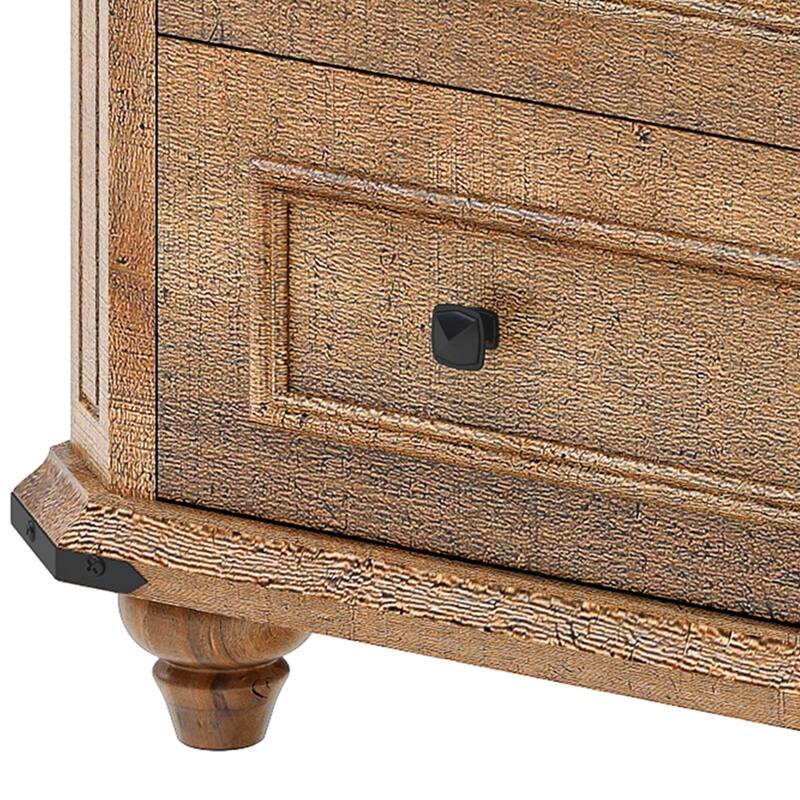 Farmhouse End Table, Sofa Side Table with Charging Station