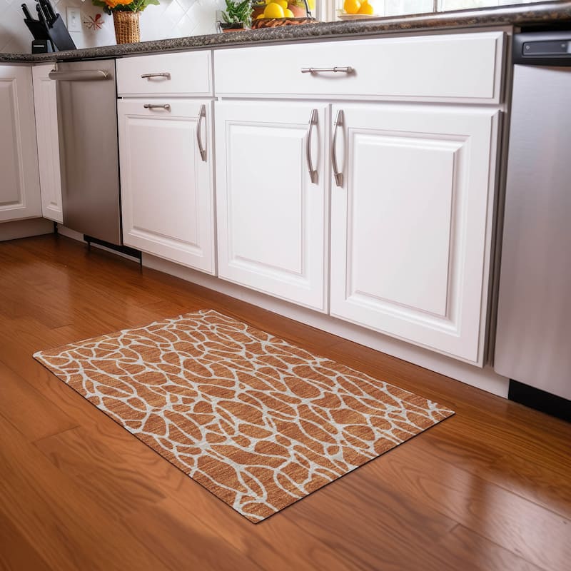 Machine Washable Indoor/ Outdoor Modern Chantille Rug