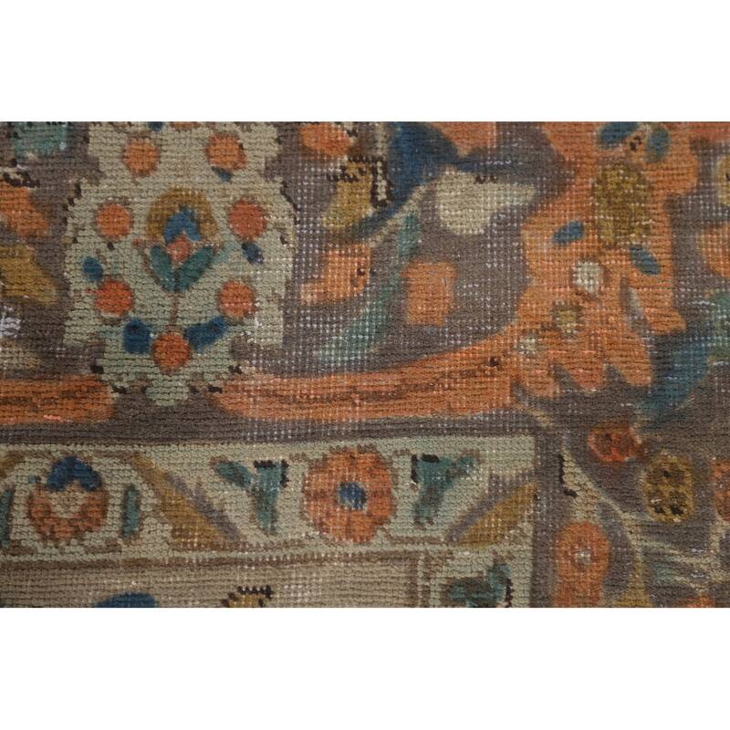 Distressed Tabriz Persian Antique Rug Handmade Floral Wool Carpet - 6'6"x 10'2"