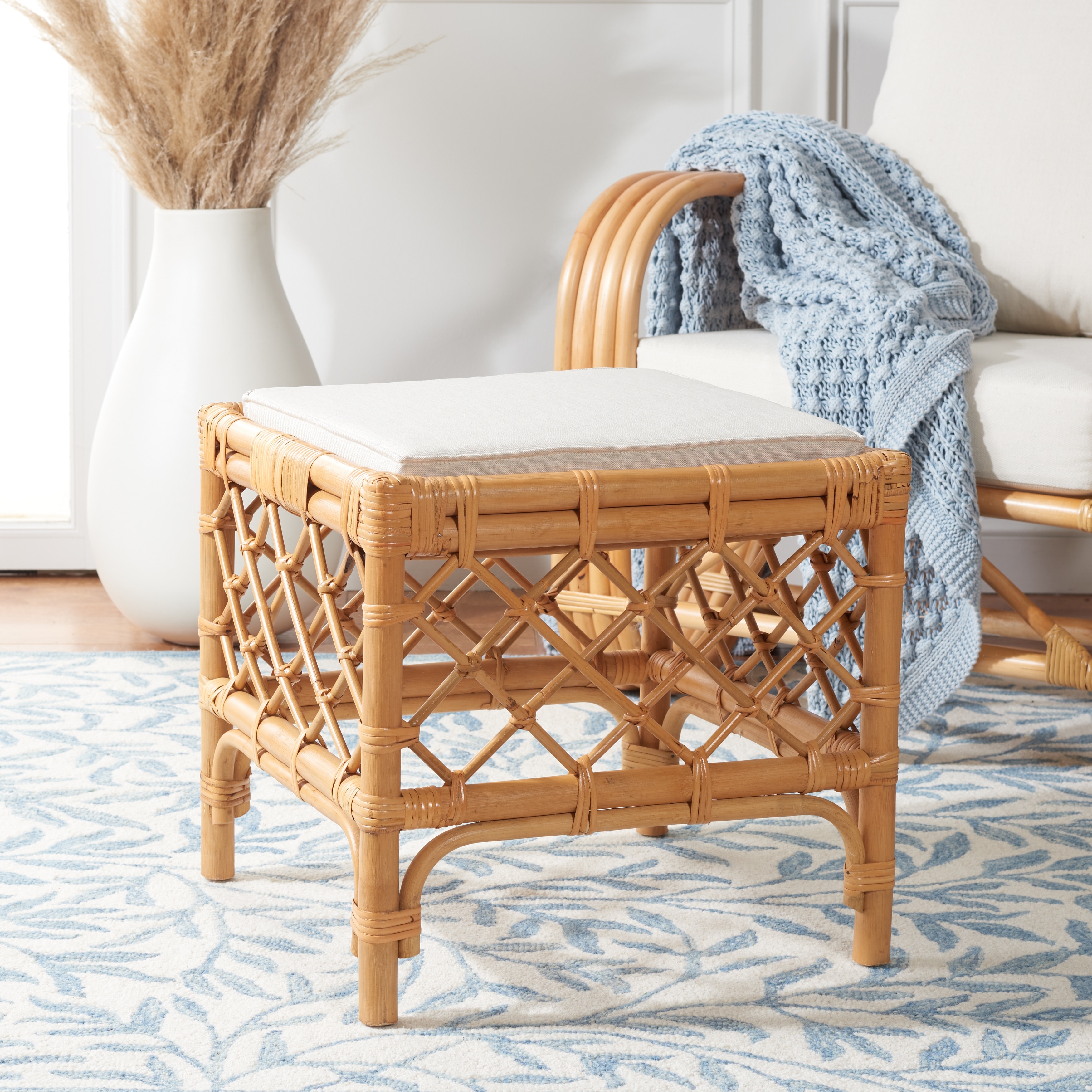 Rattan storage store ottoman