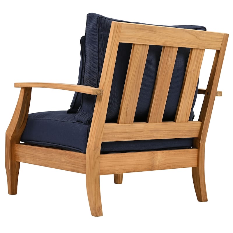 SAFAVIEH Couture Freida Wood Patio Arm Chair - 31.4" W x 35.6" L x 32.6" H - 31"W x 36"D x 33"H