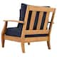 SAFAVIEH Couture Freida Wood Patio Arm Chair - 31.4" W x 35.6" L x 32.6" H - 31"W x 36"D x 33"H