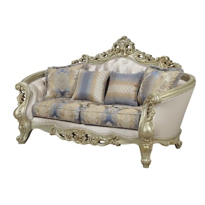Corvallis Cream and Golden Ivory Button-Tufted Loveseat