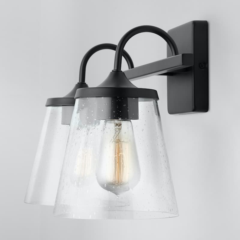 Jayne 2-light Bath/ Vanity Fixture w/ Clear Seeded Glass