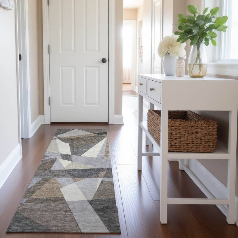 Premium Washable Super Soft Abstract Mosaic Mayfield Rug - Taupe - 2'3" x 7'6"