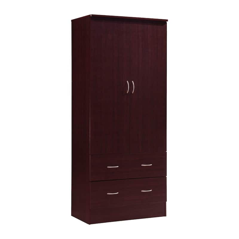 71.5" Mahogany Brown Armoire with Drawers and Clothing Rod