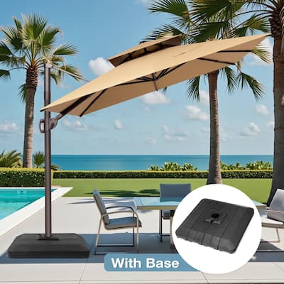 VredHom 9X11FT 360 Degree Rotation Patio Cantilever Umbrella with Base