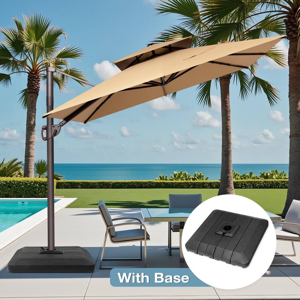 VredHom 9X11FT 360 Degree Rotation Patio Cantilever Umbrella with Base