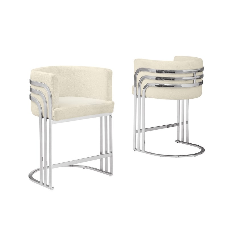 Best Quality Furniture Teddy Fabric Barstool with Chrome Base (Set of 2) - N/A