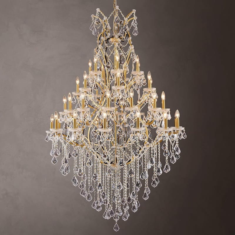 KAYLA Large Crystal Chandelier-12/24-Light Chandelier Light Fixture Modern Maria Theresa Crystal Chandeliers - 49.2in - Glod