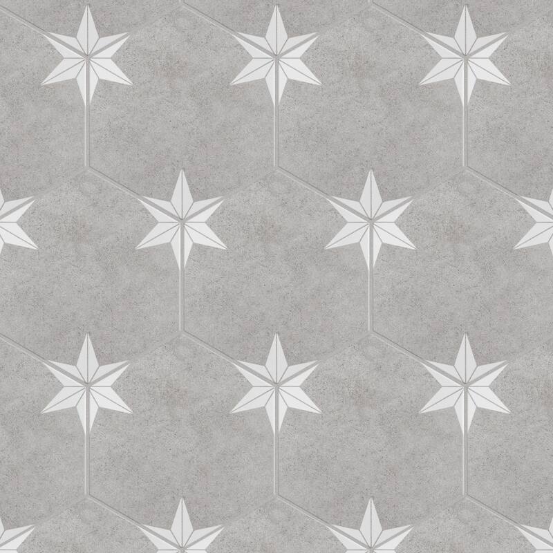 Merola Tile Stella Hex Mist 8-5/8" x 9-7/8" Porcelain Floor and Wall Tile - Case (25 Tiles)