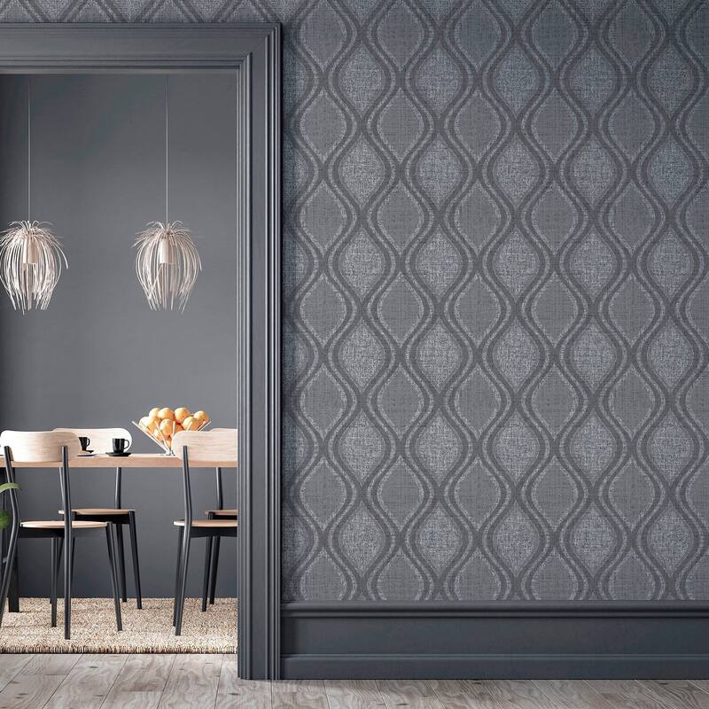 Arthouse Ignatius Charcoal Ogee Wallpaper