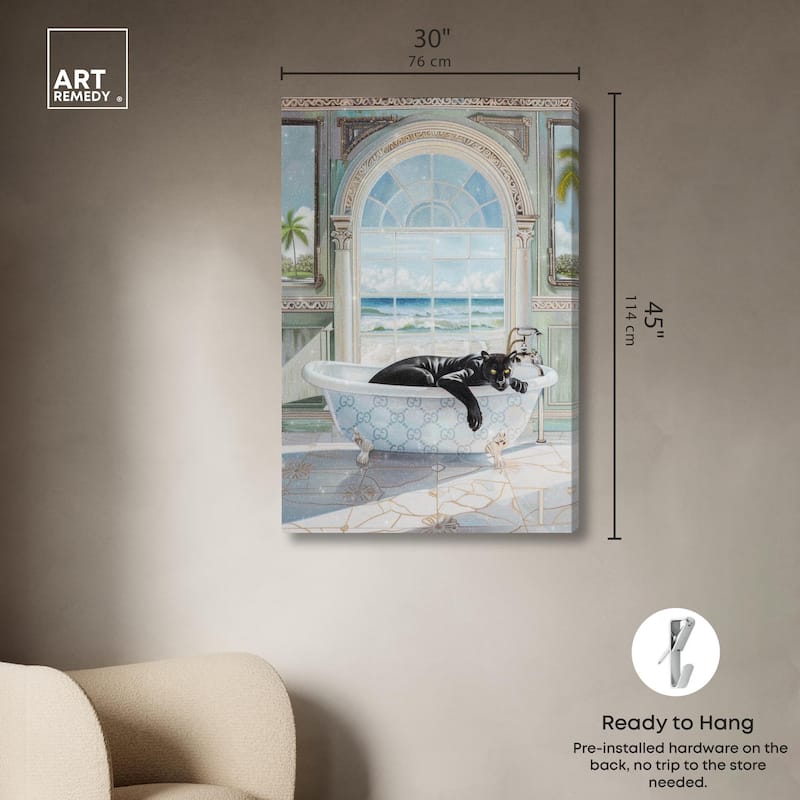 Panther Arch Bathroom Glam Canvas by Art Remedy, Gallery Wrapped