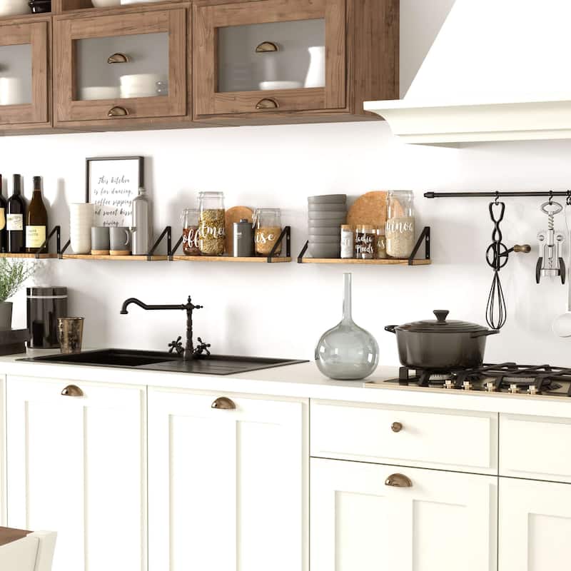 Wallniture Ponza 17inch Long, 4.5" Deep Wooden Shelves, Shelf for Kitchen