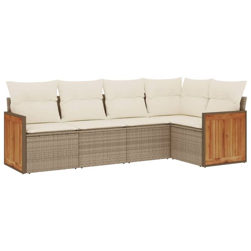 vidaXL Patio Sofa Set with Cushions Outdoor Conversation Furniture Poly Rattan - 24.4 x 24.4 x 27.2