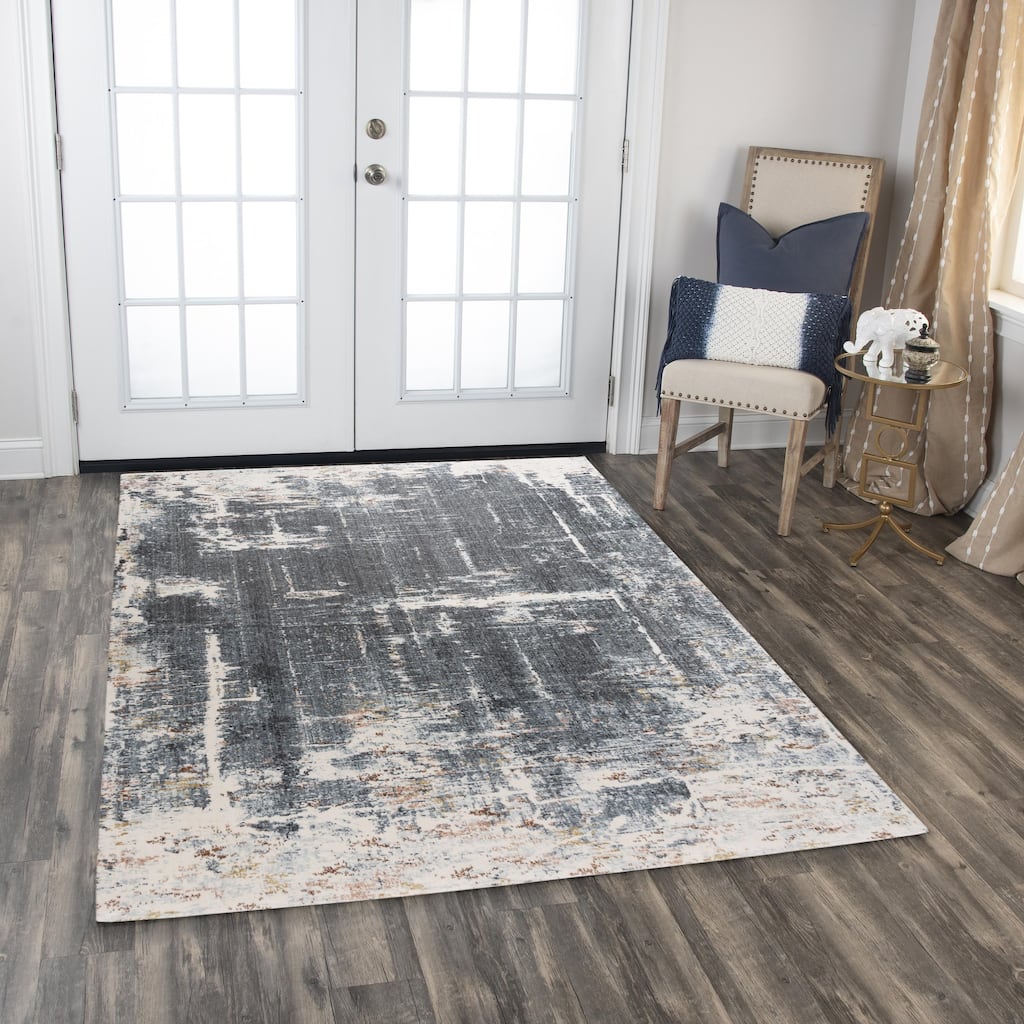 Alora Decor Jade Transitional Blue Recycled Polyester Area Rug