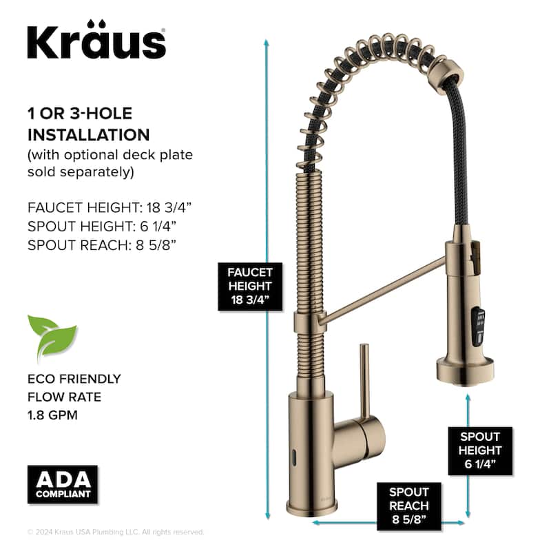 Kraus Bolden 2-Function 1-Handle Commercial Pulldown Kitchen Faucet