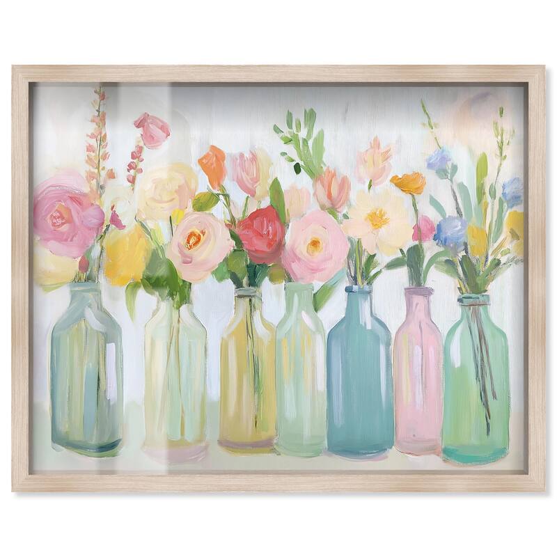 Bottled Blooms Shadowbox by Art Remedy - Natural - 24" x 20"