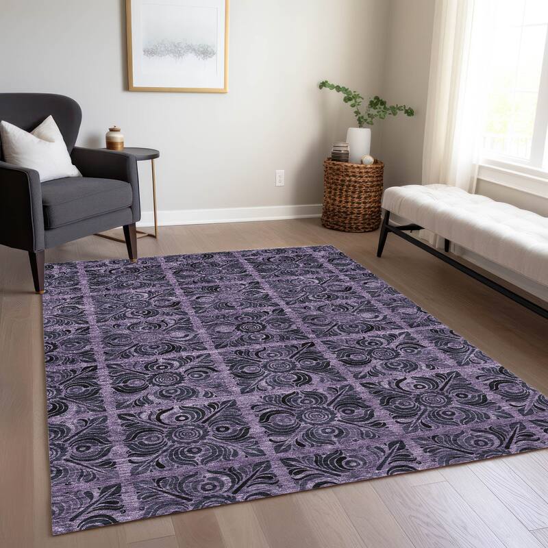 Machine Washable Indoor/ Outdoor Chantille Mosic Rug