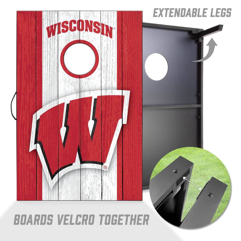 Wisconsin Badgers NCAA Compact 2x3 Tailgate Cornhole Board Set