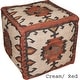 preview thumbnail 16 of 15, Handmade Indo Wool and Jute Kilim Pouf (India) - 16" x 16" x 16" Cream/Red