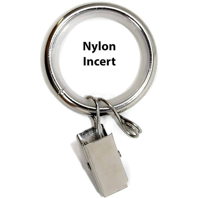 8PCS 1.25" Drapery Curtain Rod Rings for 1" Rod with Clips