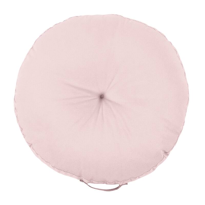 Sorra Home Solid Circle Tufted Floor Pillow with Handle