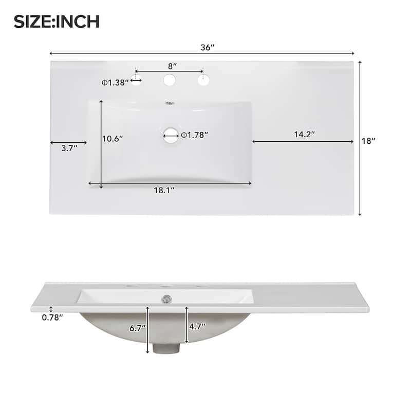 Bathroom Vanity with Sink Combo, Bathroom Cabinet with 2 Soft Close Doors, Solid Wood Vanity Set with 5 Drawers
