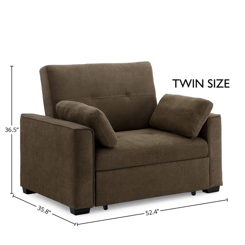 Nantucket Pull-Out Chenille Sleeper Sofa with Accent Pillows
