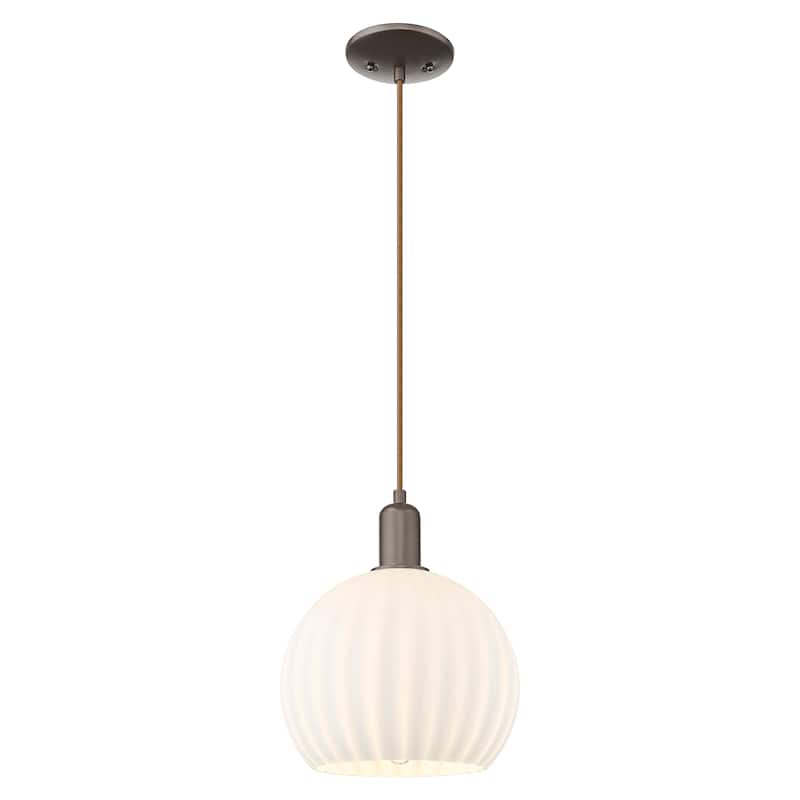 Innovations Lighting Endless Possibilities Arcadia - White Venetian - 1 Light 10" Cord Hung Mini Pendant - Oil Rubbed Bronze