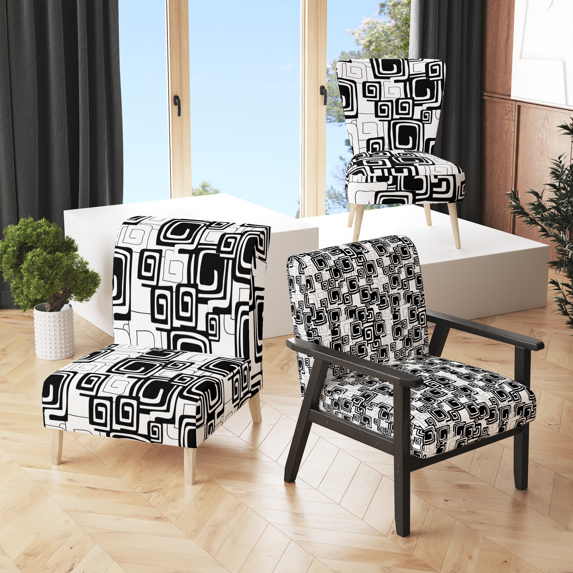 Geometric pattern accent chair online