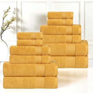 Superior Belmont Zero Twist Cotton Medium Weight Ultra-Soft 12 Piece Towel Set