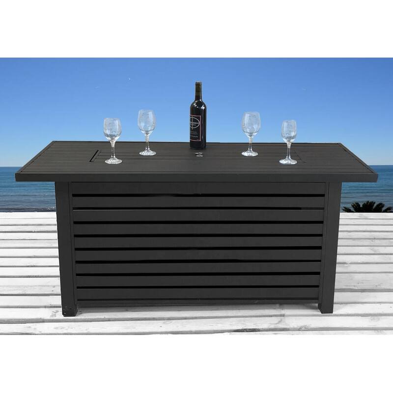 Rectangle Steel Propane Fire Pit Table - Black