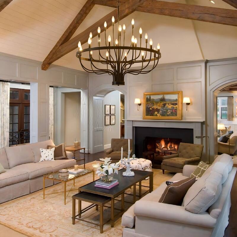 Classic Wagon Wheel Chandelier - Adjustable Rustic Ceiling Light with Matte Black Finish