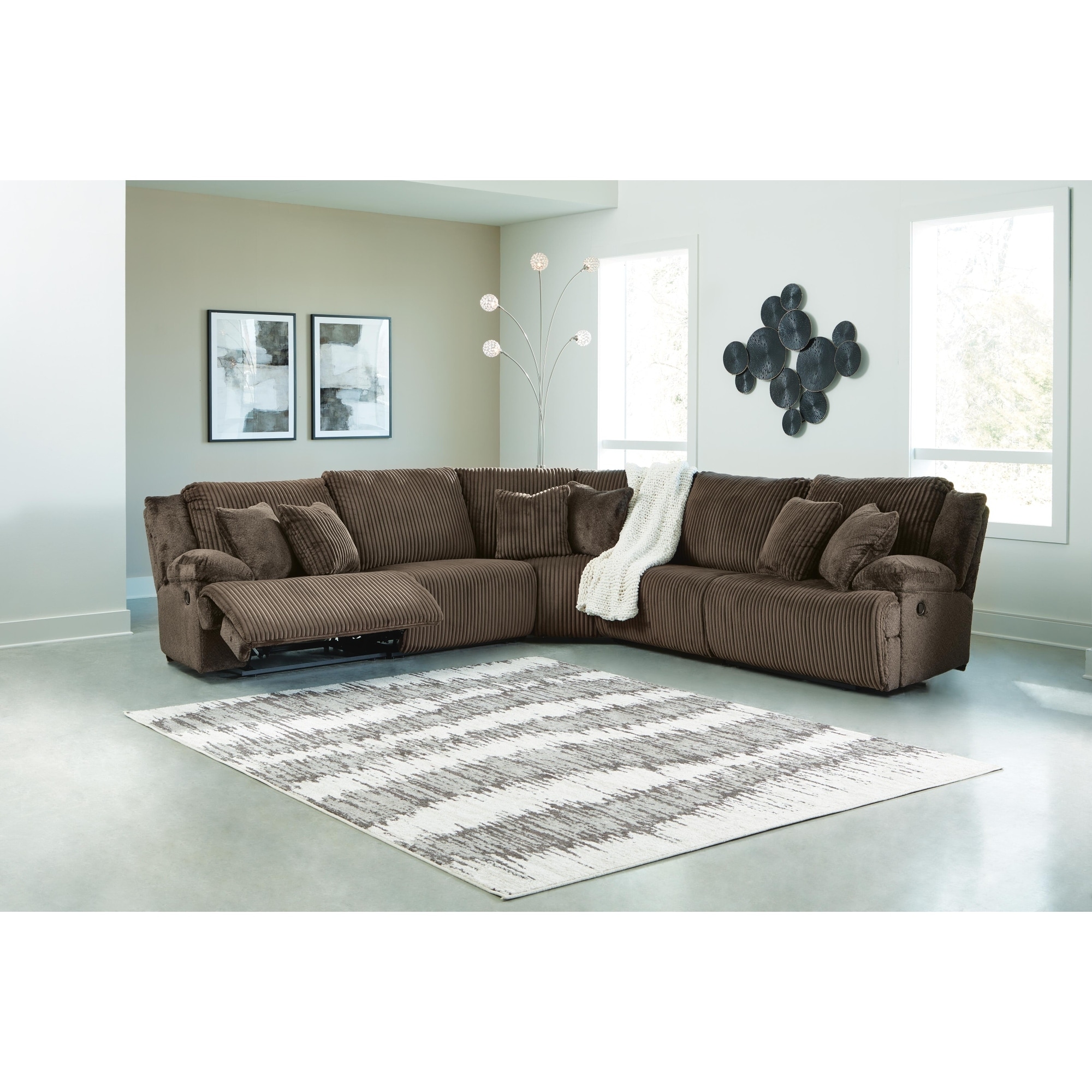 Signature Design by Ashley Top Tier Brown 5-Piece Reclining Sectional - 134"W x 134"D x 41"H