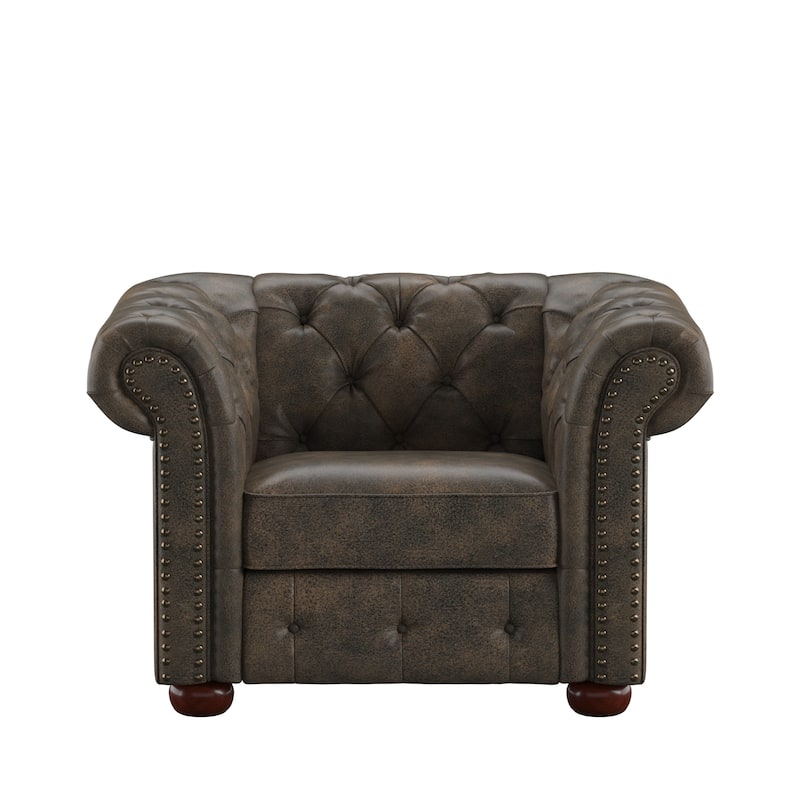 Knightsbridge Tufted Scroll Arm Chesterfield Chair by iNSPIRE Q Artisan