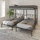 preview thumbnail 2 of 7, Twin Size Triple Bunk Bed with Breathable Fiber Covered Guardrails - Sturdy Metal Construction