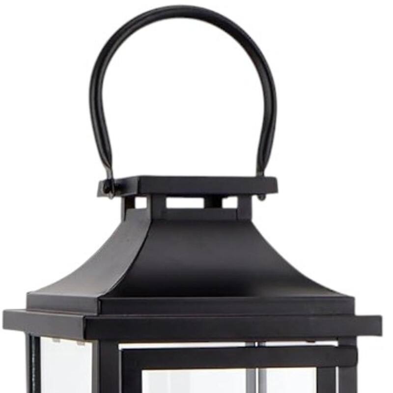 15" Black And Clear Glass And Metal Memorial Remembrance Lantern Candle Holder