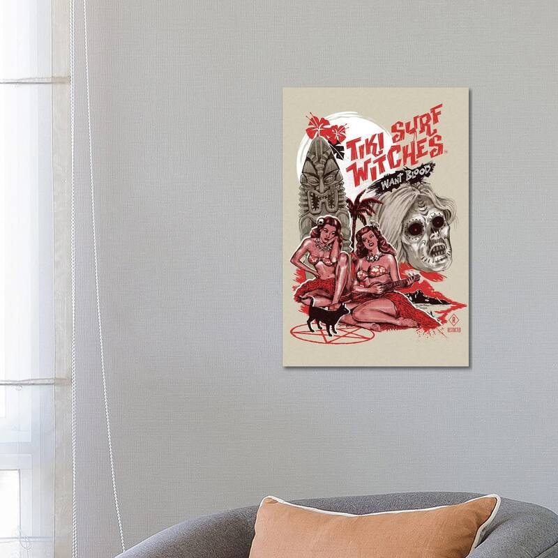 iCanvas "Tiki Surf Witches Want Blood" by Steven Rhodes Canvas Print - 26x18x1.5