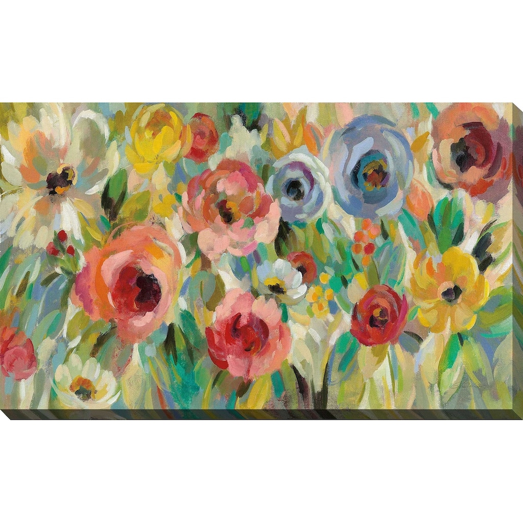 "Vivid Coral Floral I" Print on Canvas