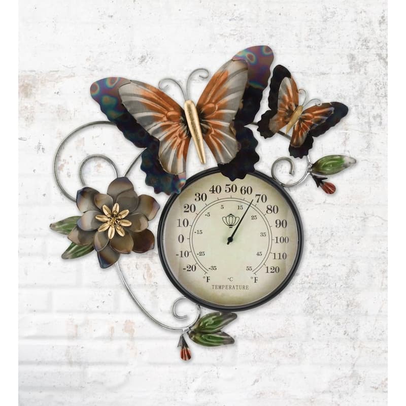 Thermometer Metallic Wall Decor - Butterfly