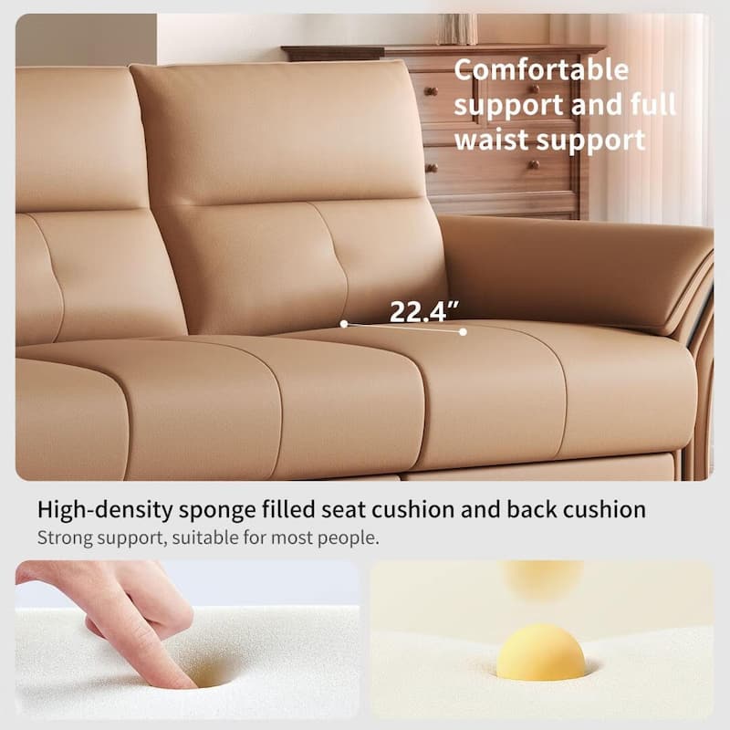 112.5'' Vegan Leather Power Reclining Sofa with USB Charging Port