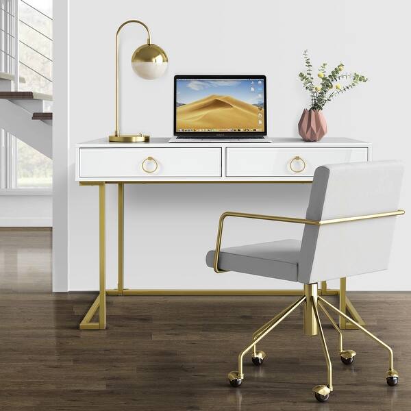 Shop Belleze Home Office Two Drawers Computer Desk Vanity Table