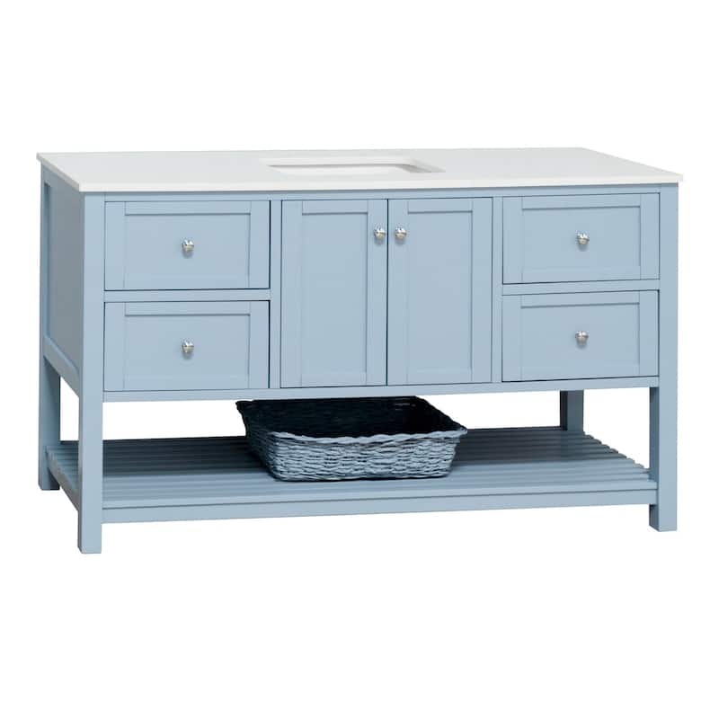 KitchenBathCollection Lakeshore 60" Single Bathroom Vanity with Engineered White Top